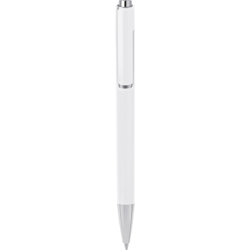 Penna a sfera in plastica bianca personalizzata B11036B