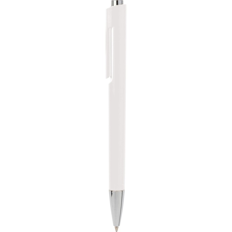 Penna a sfera in plastica bianca personalizzata B11036B