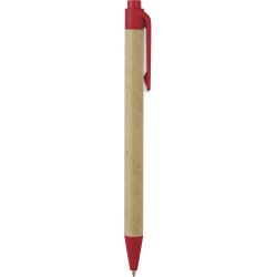 Penna a sfera in plastica biodegradabile e cartone riciclato rossa personalizzata B11068R