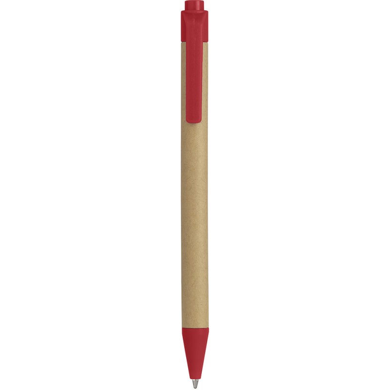 Penna a sfera in plastica biodegradabile e cartone riciclato rossa personalizzata B11068R