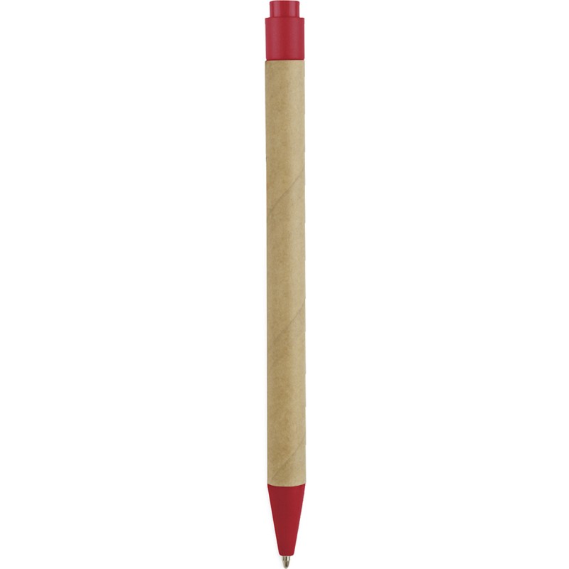 Penna a sfera in plastica biodegradabile e cartone riciclato rossa personalizzata B11068R