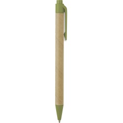Penna a sfera in plastica biodegradabile e cartone riciclato verde personalizzata B11068V