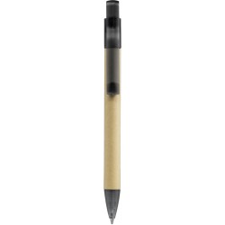 Penna a sfera in plastica e cartone nera personalizzata B11113N