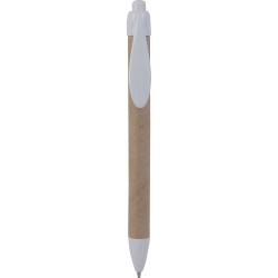 Penna a sfera in plastica e cartone riciclato bianca personalizzata B11070B