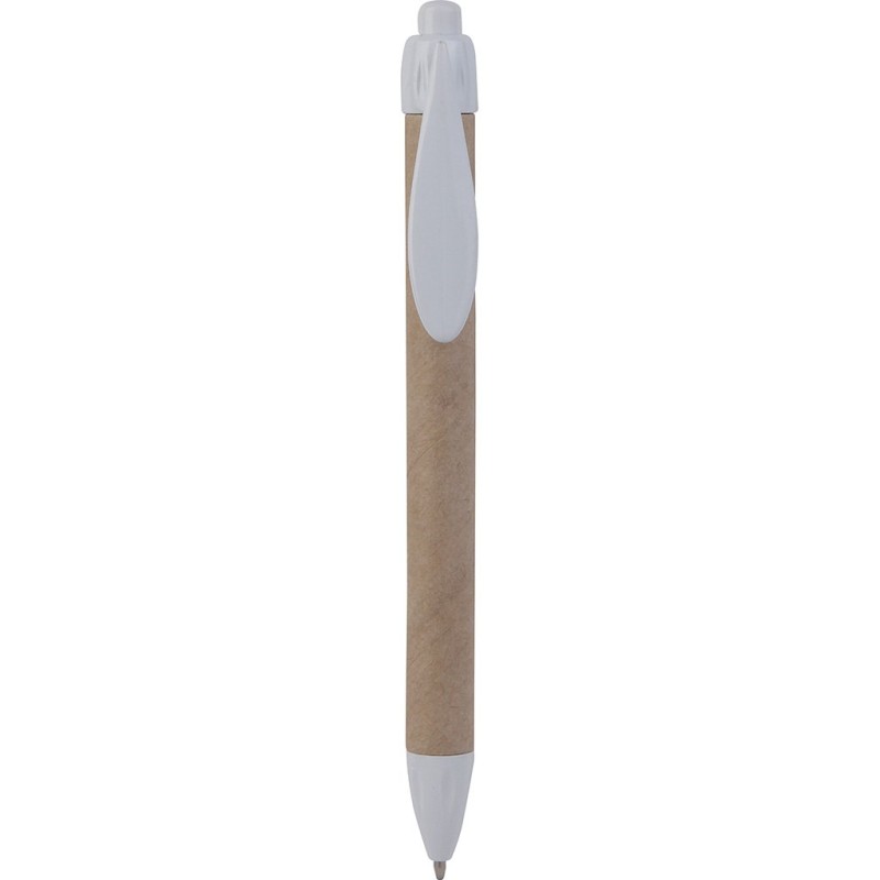 Penna a sfera in plastica e cartone riciclato bianca personalizzata B11070B
