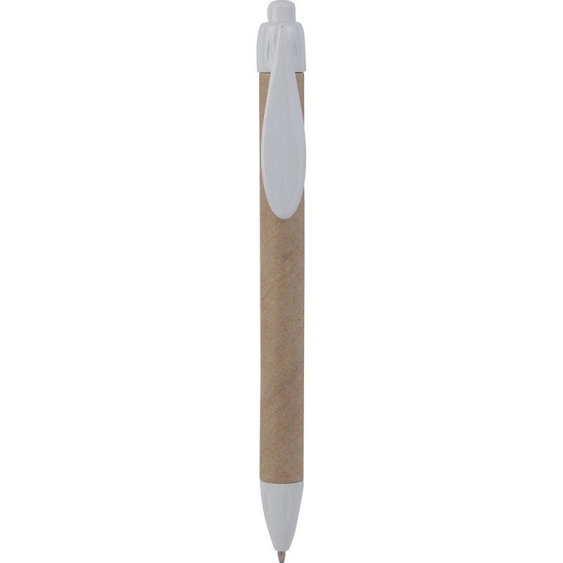 Penna a sfera in plastica e cartone riciclato bianca personalizzata B11070B