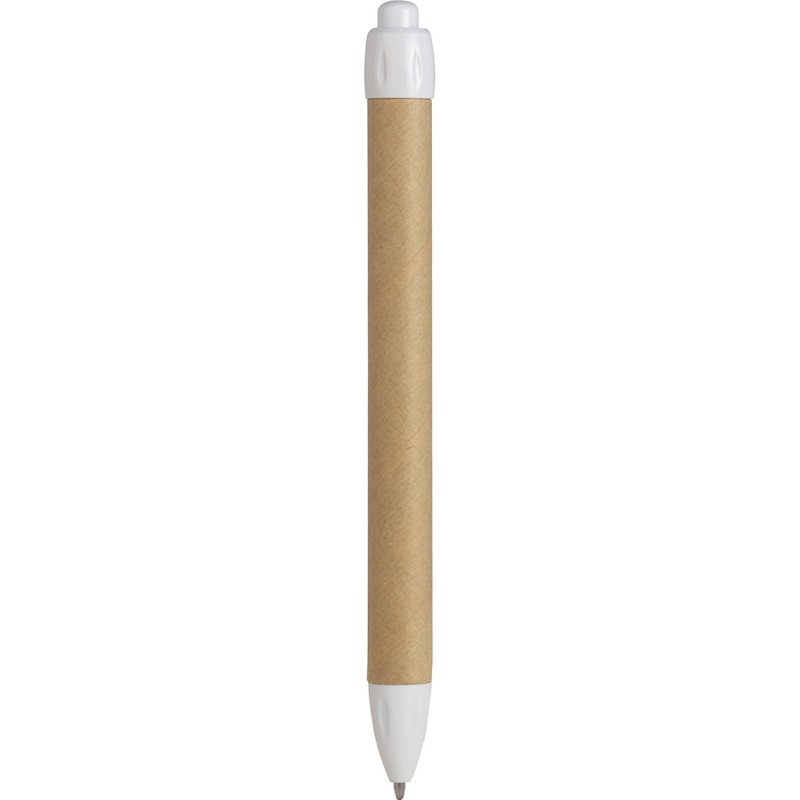 Penna a sfera in plastica e cartone riciclato bianca personalizzata B11070B