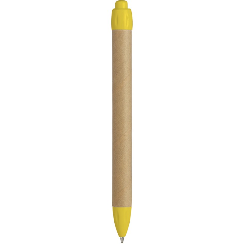 Penna a sfera in plastica e cartone riciclato gialla personalizzata B11070G