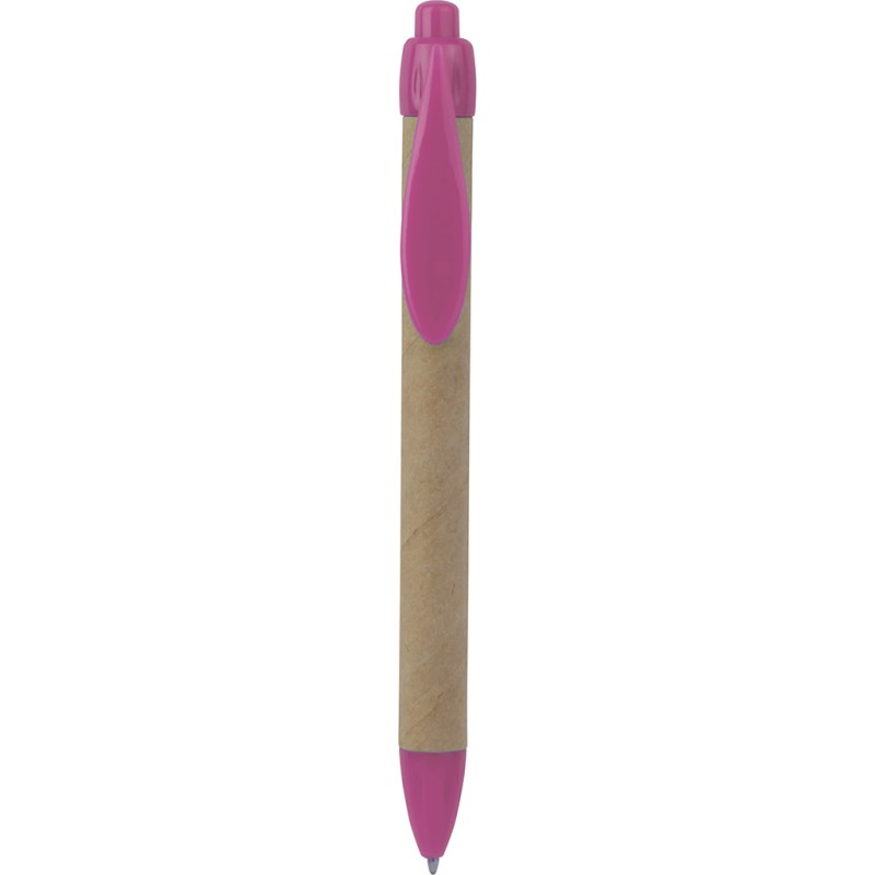 Penna a sfera in plastica e cartone riciclato rosa personalizzata B11070RS