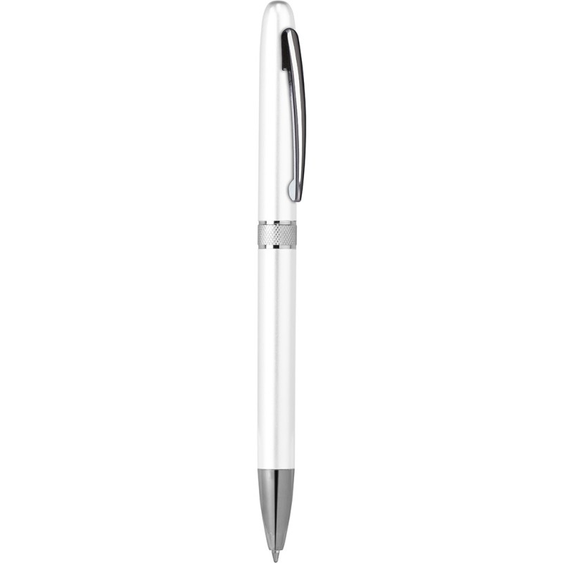 Penna a sfera in plastica e metallo bianca personalizzata B11123B
