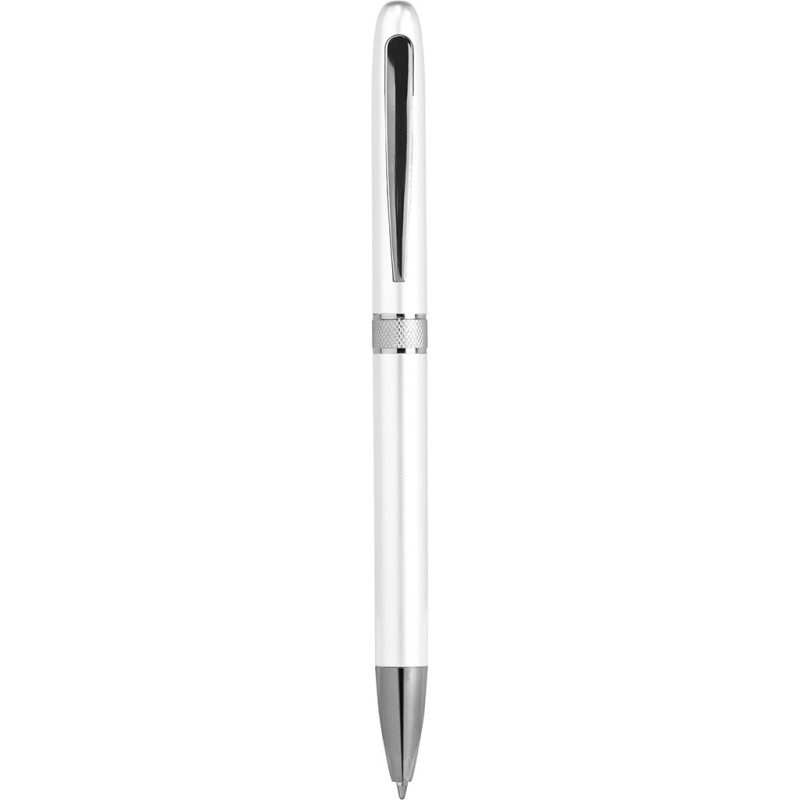 Penna a sfera in plastica e metallo bianca personalizzata B11123B