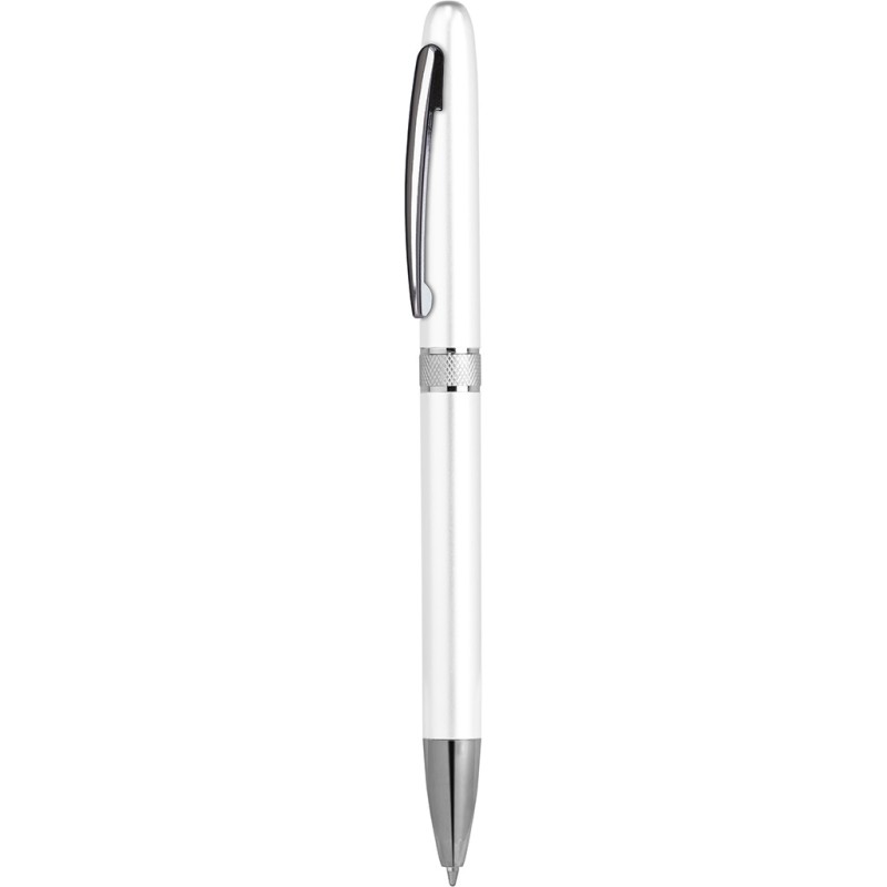 Penna a sfera in plastica e metallo bianca personalizzata B11123B