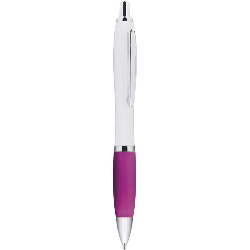 Penna a sfera in plastica e metallo fucsia personalizzata B11006FU