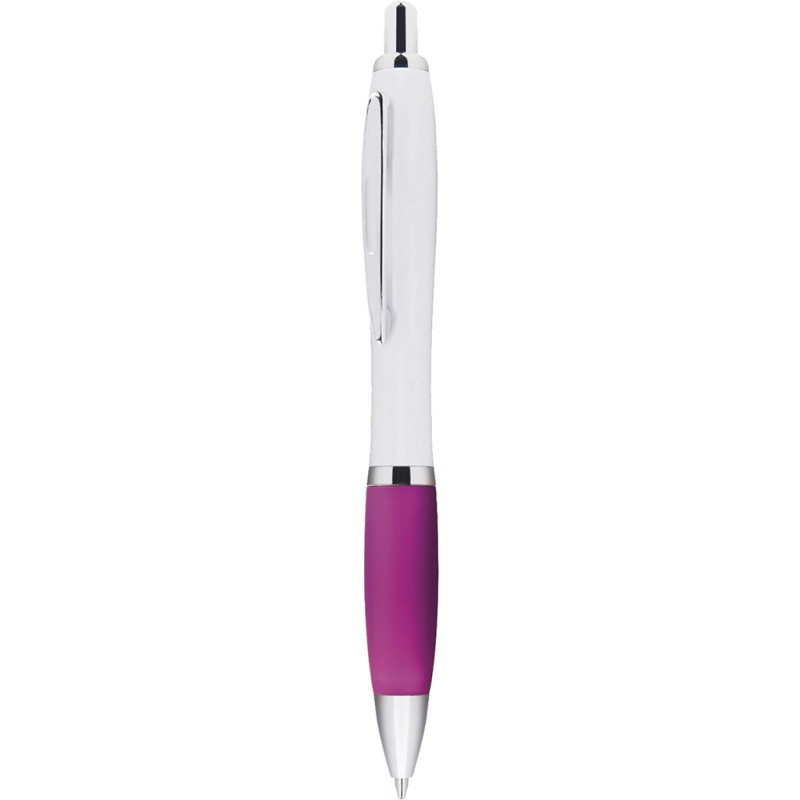 Penna a sfera in plastica e metallo fucsia personalizzata B11006FU