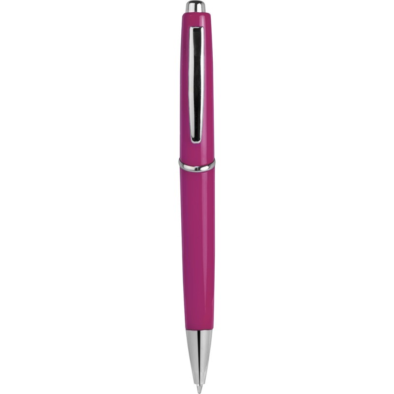 Penna a sfera in plastica e metallo fucsia personalizzata B11008FU