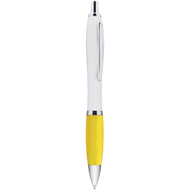 Penna a sfera in plastica e metallo gialla personalizzata B11006G
