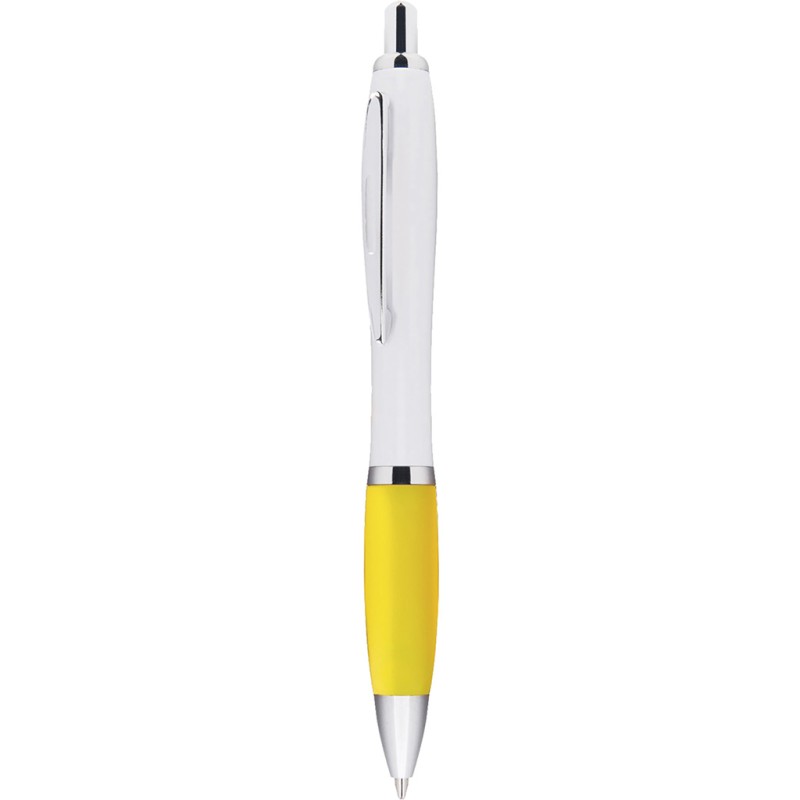 Penna a sfera in plastica e metallo gialla personalizzata B11006G