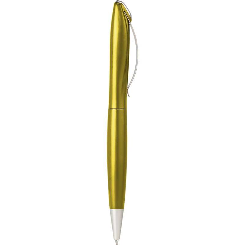 Penna a sfera in plastica e metallo gialla personalizzata B11074G