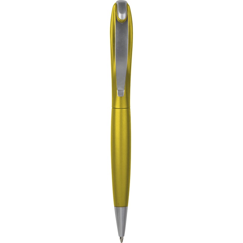 Penna a sfera in plastica e metallo gialla personalizzata B11074G