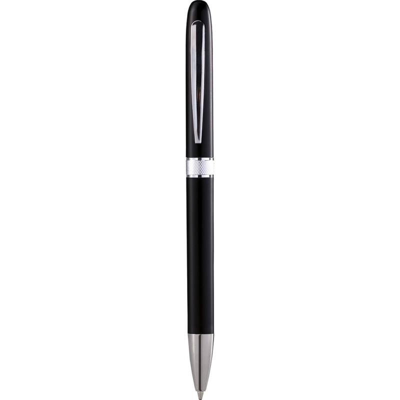 Penna a sfera in plastica e metallo nera personalizzata B11123N