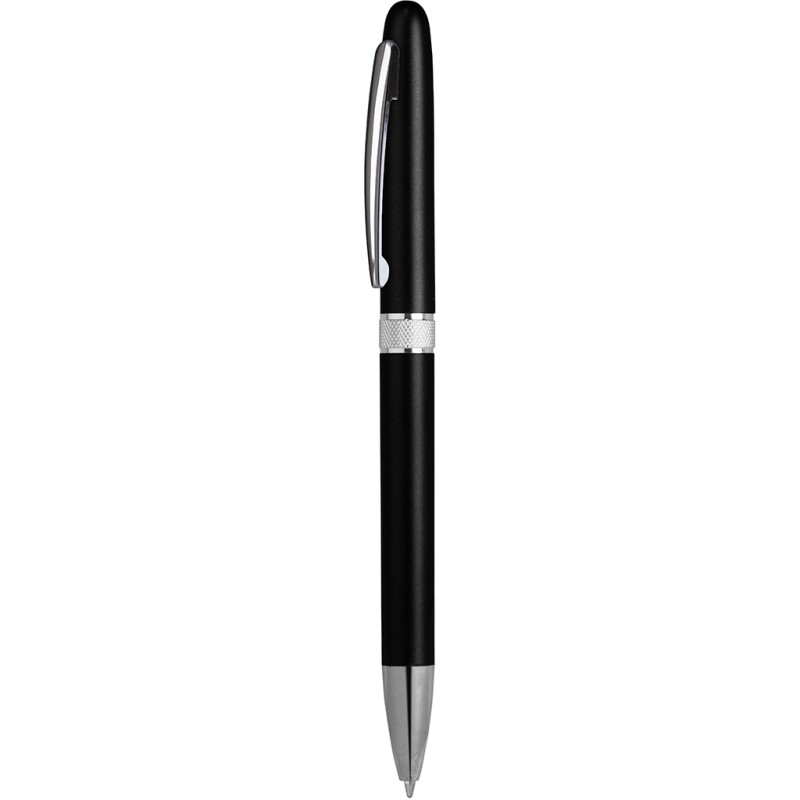 Penna a sfera in plastica e metallo nera personalizzata B11123N