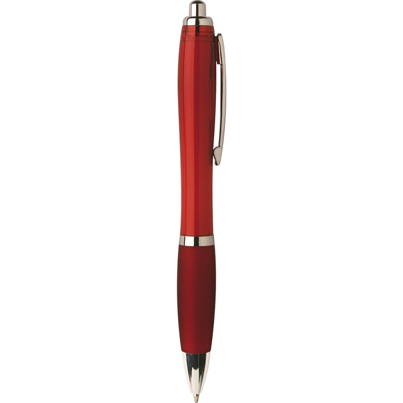 Penna a sfera in plastica e metallo rossa personalizzata B11067R