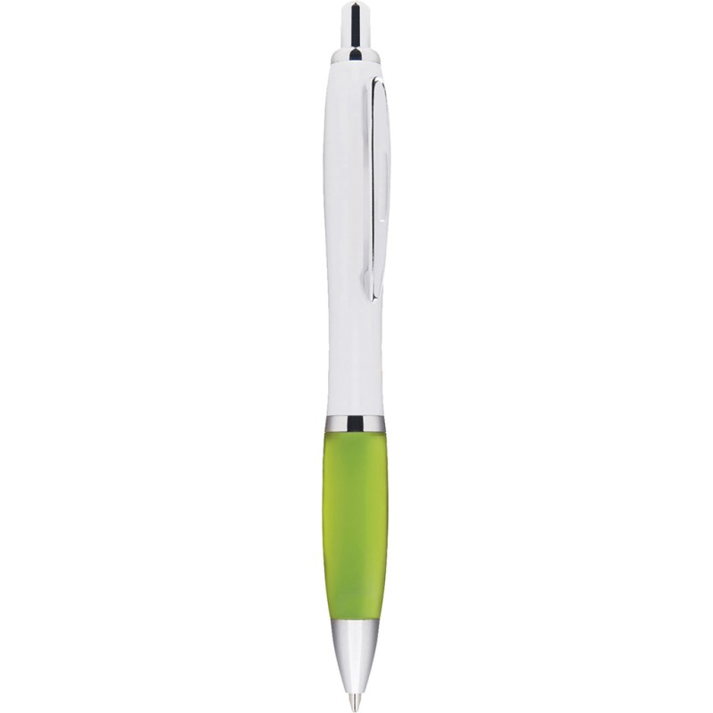Penna a sfera in plastica e metallo verde acido personalizzata B11006VA