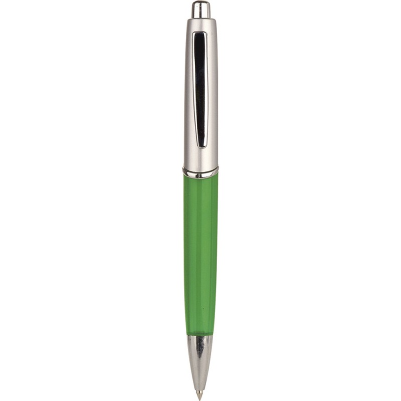 Penna a sfera in plastica e metallo verde personalizzata B11034V
