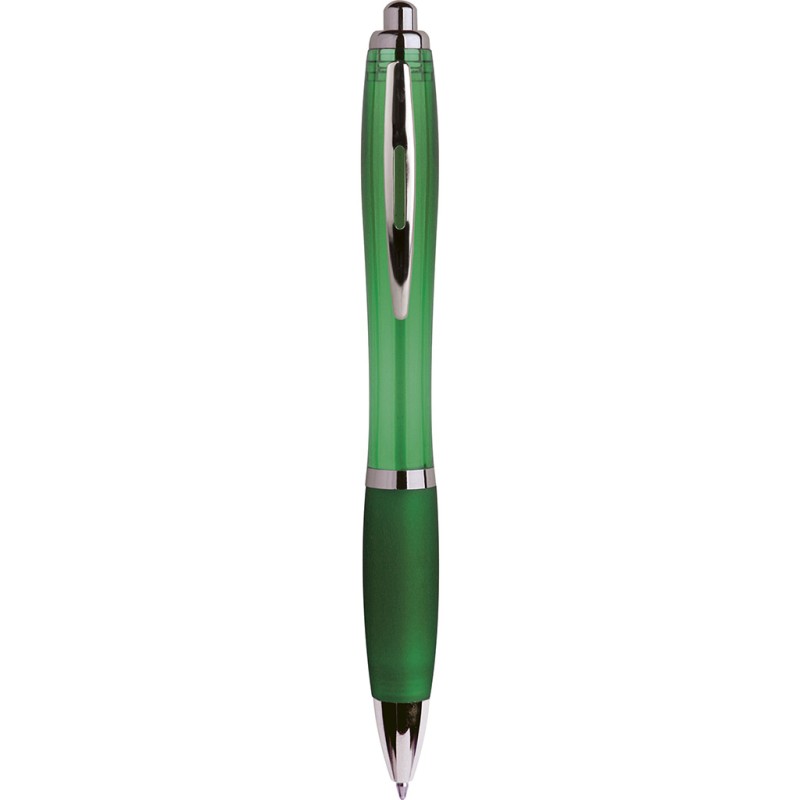 Penna a sfera in plastica e metallo verde personalizzata B11067V