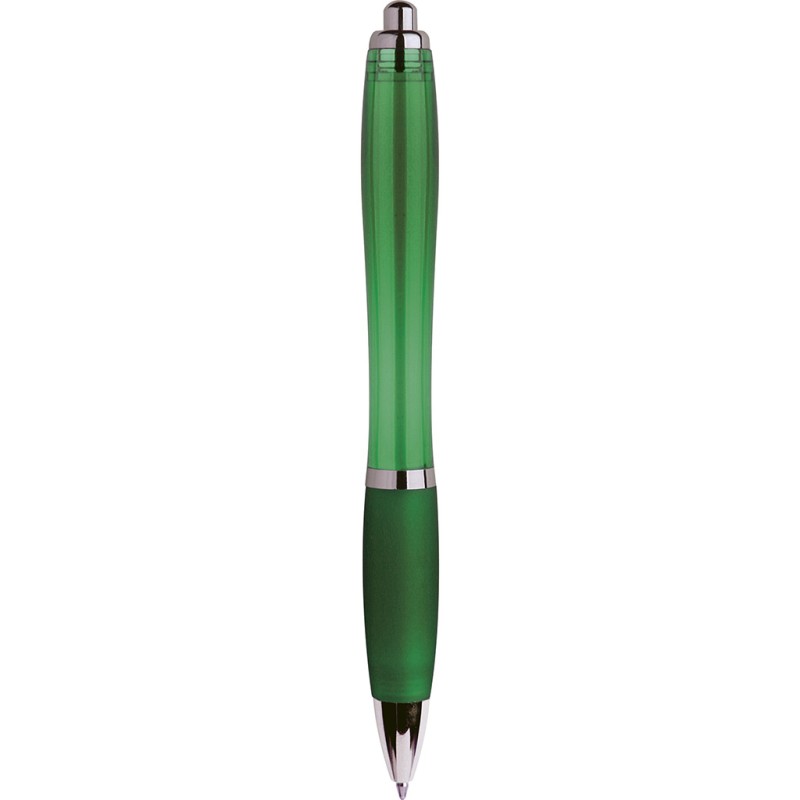 Penna a sfera in plastica e metallo verde personalizzata B11067V