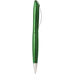 Penna a sfera in plastica e metallo verde personalizzata B11074V