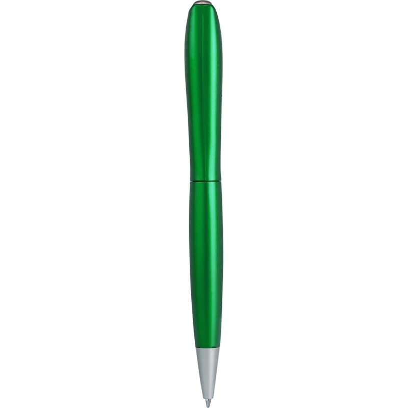 Penna a sfera in plastica e metallo verde personalizzata B11074V