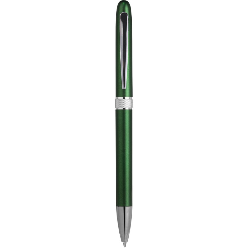 Penna a sfera in plastica e metallo verde personalizzata B11123V
