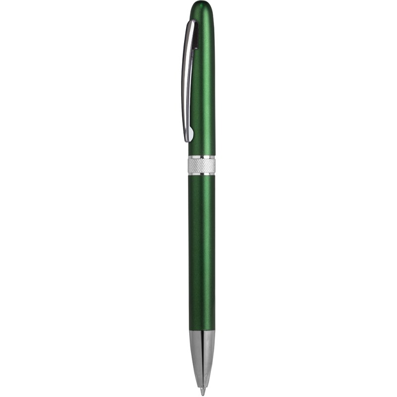 Penna a sfera in plastica e metallo verde personalizzata B11123V