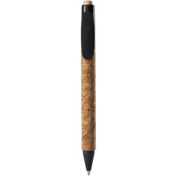 Penna a sfera in sughero e paglia di grano nera personalizzata B11126N