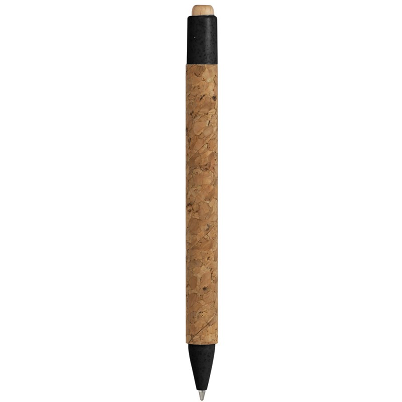 Penna a sfera in sughero e paglia di grano nera personalizzata B11126N