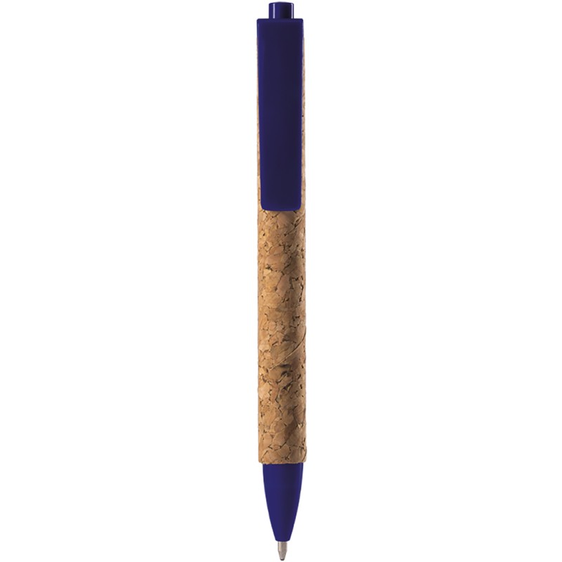 Penna a sfera in sughero e plastica blu royal personalizzata B11127BL