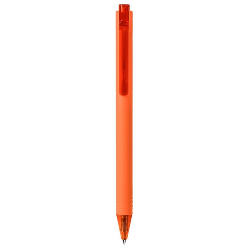 Penna con inchiostro gel in plastica soft touch arancione personalizzata B11299A