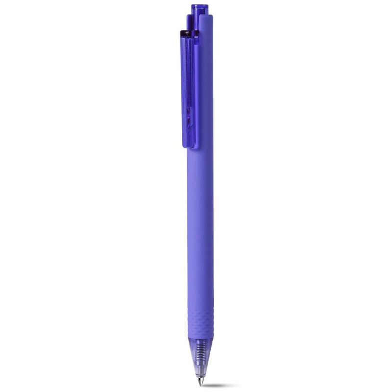 Penna con inchiostro gel in plastica soft touch blu royal personalizzata B11299BL