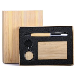 Set scrittura in metallo e bambù personalizzato B11805