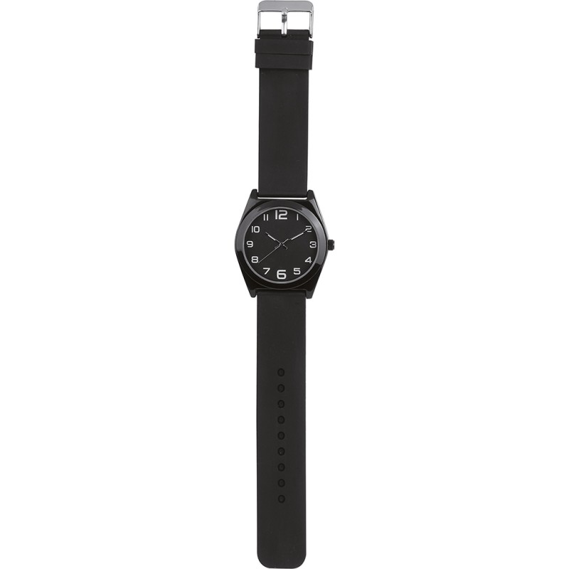 Orologio analogico personalizzabile in metallo e silicone nero personalizzato D10076N