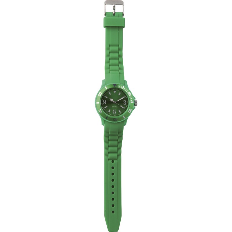 Orologio analogico personalizzabile in plastica e silicone verde personalizzato D10079V