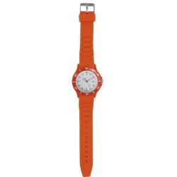 Orologio analogico personalizzabile in plastica e silicone arancione personalizzato D10082A