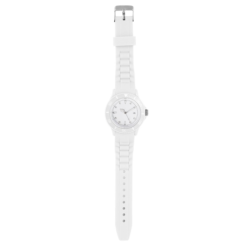 Orologio analogico personalizzabile in plastica e silicone bianco personalizzato D10082B