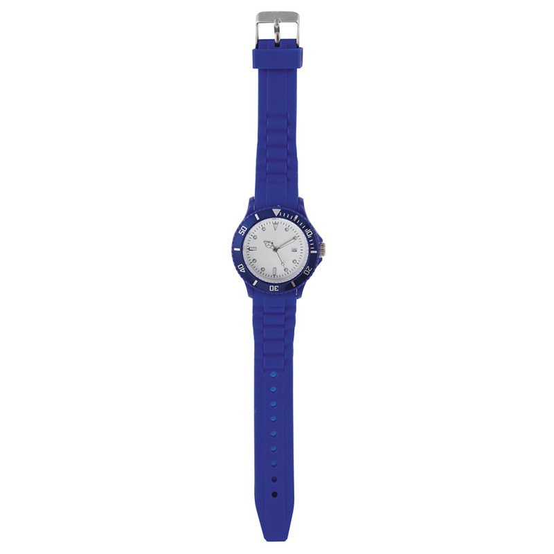 Orologio analogico personalizzabile in plastica e silicone blu royal personalizzato D10082BL