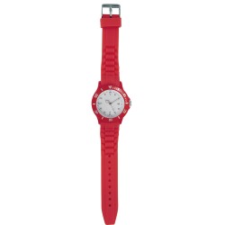 Orologio analogico personalizzabile in plastica e silicone rosso personalizzato D10082R