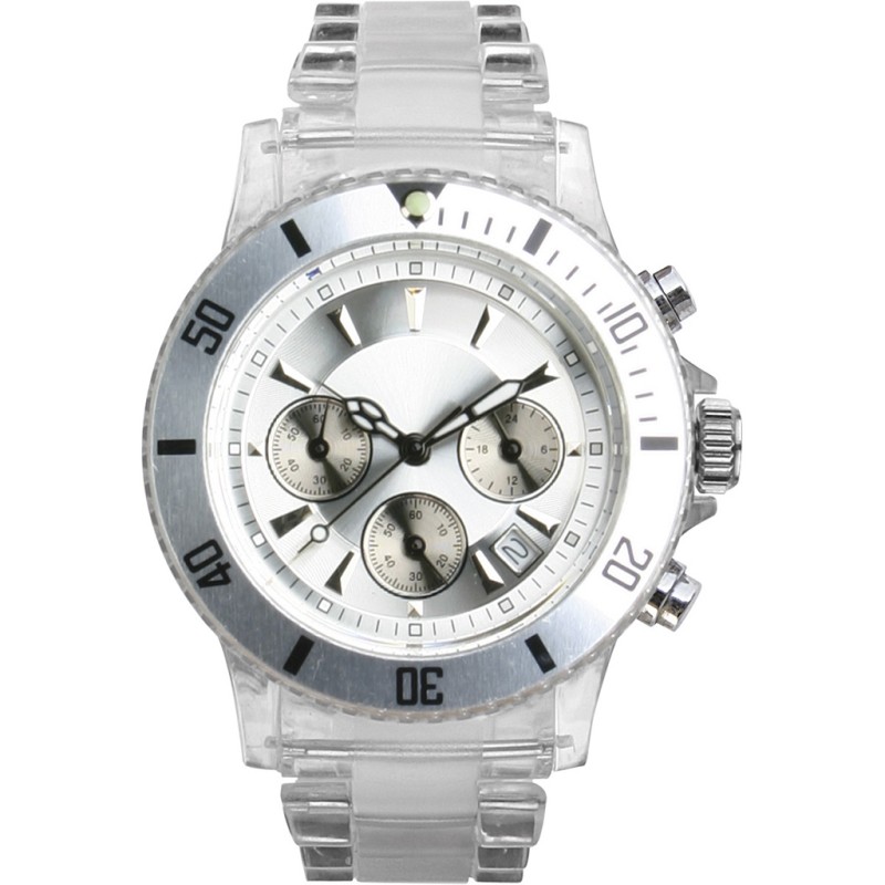 Orologio cronografo personalizzabile in policarbonato grigio personalizzato D10654GR