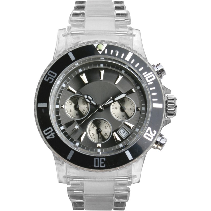Orologio cronografo personalizzabile in policarbonato nero personalizzato D10654N
