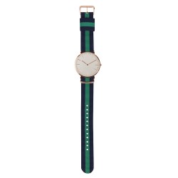 Orologio analogico personalizzabile in metallo e nylon blu navy/verde personalizzato D10016NY/V