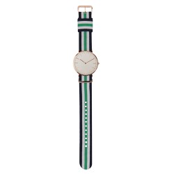 Orologio analogico personalizzabile in metallo e nylon blu navy/bianco personalizzato D10016NY/B